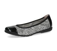 CAPRICE Ballerines Femme en Cuir Confortables, Multicolore (Black Zebra), 38 EU