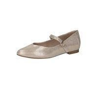 CAPRICE Ballerines Femme en Cuir mit Klettverschluss, Or (Offwh/Lt Gold), 37 EU