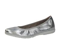 Caprice Ballerines Femme en Cuir Plates, Argent (Silver Metal.), 40 EU