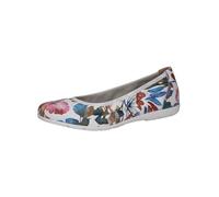 CAPRICE Ballerines Femme en Cuir Plates, Multicolore (White Flower), 37 EU