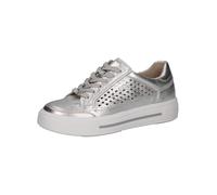 CAPRICE Baskets à Plateforme Femme en Cuir à Motif perforé, Argent (Silver Metal.), 37,5 EU