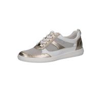 CAPRICE Baskets Basses Femme à Lacets Coupe Basse, Blanc (White/Lt Gold), 37 EU