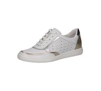CAPRICE Baskets Basses Femme en Cuir à Motif perforé, Blanc (White/Silver), 39 EU