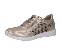 CAPRICE Baskets Basses Femme en Cuir avec Fermeture éclair, Beige (Taupe Metallic), 39 EU
