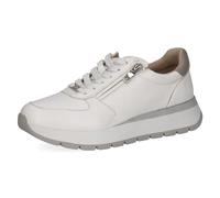 CAPRICE Baskets Basses Femme en Cuir avec Fermeture éclair, Blanc (White Comb), 40 EU