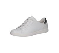 CAPRICE Baskets Basses Femme en Cuir Coupe Basse, Blanc (White/Silver), 38,5 EU