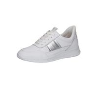 CAPRICE Baskets Basses Femme en Cuir Coupe Basse, Blanc (White/Silver), 41 EU