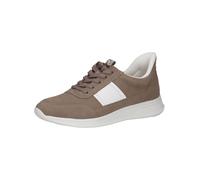 CAPRICE Baskets Basses Femme en Cuir Coupe Basse, Marron (Mud/White), 39 EU