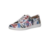 CAPRICE Baskets Basses Femme en Cuir Coupe Basse, Multicolore (White Flower), 37 EU