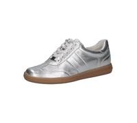CAPRICE Baskets Basses Femme en Cuir Décontractées, Argent (Silver Metal.), 36 EU