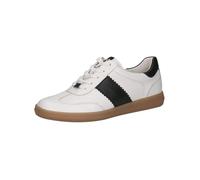 CAPRICE Baskets Basses Femme en Cuir Décontractées, Blanc (White/Black), 36 EU