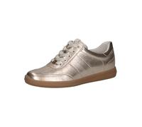 CAPRICE Baskets Basses Femme en Cuir Décontractées, Métallique (Platin Metal.), 38 EU