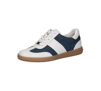 CAPRICE Baskets Basses Femme en Cuir Décontractées, Multicolore (White/Jeans), 38 EU
