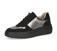 CAPRICE Baskets Basses Femme en Cuir Plateforme, Multicolore (Black/Piombo), 38 EU