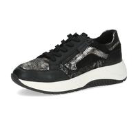 CAPRICE Baskets Basses Femme en Cuir Plateforme, Noir (Black Comb), 37 EU