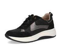 CAPRICE Baskets Basses Femme en Cuir Plateforme, Noir (Black Comb), 38 EU