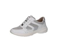 CAPRICE Baskets Basses Femme Sportives Confortables, Blanc (White/Silver), 36 EU