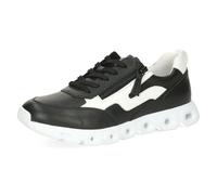 CAPRICE Baskets Femme en Cuir, Noir (Black/White), 42 EU