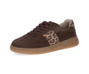 CAPRICE Baskets Femme Plates en Cuir Bout Rond, Marron (DK Brown Comb), 37 EU