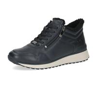 CAPRICE Baskets femme plates en cuir déperlantes, Bleu (Ocean Nappa), 36 EU
