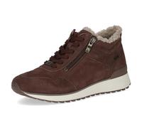CAPRICE Baskets femme plates en cuir déperlantes, Marron (Dk Brown Suede), 37 EU