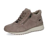 CAPRICE Baskets femme plates en cuir déperlantes, Marron (Taupe Suede), 37 EU