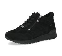 CAPRICE Baskets femme plates en cuir déperlantes, Noir (Black Suede), 37 EU
