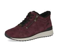 CAPRICE Baskets femme plates en cuir déperlantes, Rouge (Bordeaux Suede), 40 EU