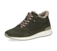 CAPRICE Baskets femme plates en cuir déperlantes, Vert (Khaki Comb), 40 EU