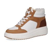CAPRICE Baskets montantes femme en cuir doublées, Multicolore (Camel Comb), 39 EU