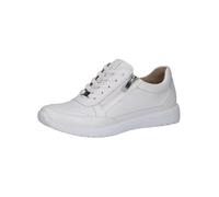 CAPRICE Baskets Plates en Cuir avec Fermeture éclair pour Femme, Nappa Blanc., 37 EU