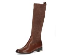 CAPRICE Bottes femme hautes à talons à bout rond à talon bloc, Marron (Cognac Comb), 37 EU