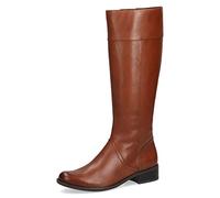 CAPRICE Bottes femme hautes à talons en cuir élégantes, Marron (Cognac Nappa), 38,5 EU
