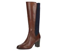 CAPRICE Bottes hautes femme à talon Memotion en cuir Jusqu'au genou Largeur G, Marron (Cognac/Ocean), 39 EU