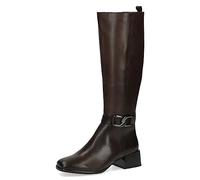 CAPRICE Bottes hautes pour femme avec talon en cuir - Talon bloc - Largeur G, Chestnut Lea, 38 EU