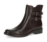 CAPRICE Bottines Chelsea femme en cuir avec boucles et fermeture éclair Largeur G, Marron (Dk Brown Nappa), 38 EU