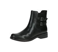 CAPRICE Bottines Chelsea femme en cuir avec boucles et fermeture éclair Largeur G, Noir (Black Nappa), 38,5 EU