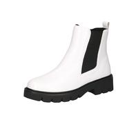 CAPRICE Bottines Chelsea femme petit talon élégantes, Blanc (White Naplak), 38 EU