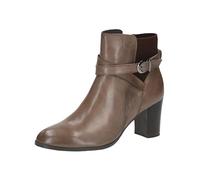 CAPRICE Bottines femme à talon en cuir avec boucle, Marron (Taupe Nappa), 37 EU