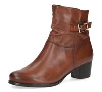 CAPRICE Bottines femme en cuir à talon bloc, Marron (Cognac Nappa), 38,5 EU