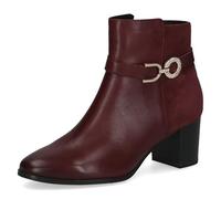 CAPRICE Bottines femme en cuir à talon bloc, Rouge (Bordeaux Comb), 37,5 EU