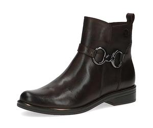 CAPRICE Bottines femme sans talon en cuir plates Largeur G, Marron (Dk Brown Nappa), 37 EU
