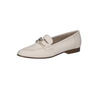 Caprice Chaussons en Cuir pour Femme avec Talon Bloc, Nappa Blanc cassé, 42 EU