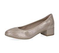 CAPRICE Comfort Escarpins Femme en Cuir avec Talon Bloc, Beige (Taupe Metallic), 36 EU