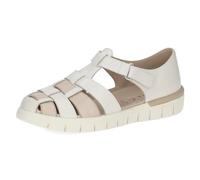 CAPRICE Comfort Sandales plates en cuir avec fermeture Velcro pour femme, blanc cassé beige, 39 EU