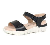 CAPRICE Comfort Sandales plates en cuir avec fermeture Velcro pour femme, Nappa océan., 39 EU