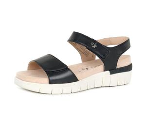 CAPRICE Comfort Sandales plates femme en cuir avec fermeture à scratch, Bleu (Ocean Nappa), 38 EU
