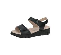 CAPRICE Comfort Sandales Plates Femme en Cuir avec Fermeture à Scratch, Noir (Black/Blk Sole), 37 EU