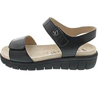 CAPRICE Comfort Sandales Plates Femme en Cuir avec Fermeture à Scratch, Noir (Black/Blk Sole), 41 EU