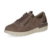 CAPRICE Confort Baskets Basses Femme en Cuir Largeur Confort H, Beige (Taupe Comb), 38 EU